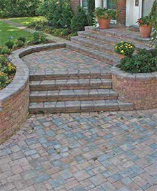 Cobblestone style paver walkway with stairs