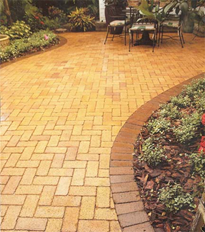 Gold paver walkway and patio