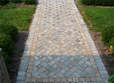 Walkway with a basketweave design