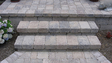 Three steps of gray bricks