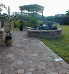 Red paver walkway